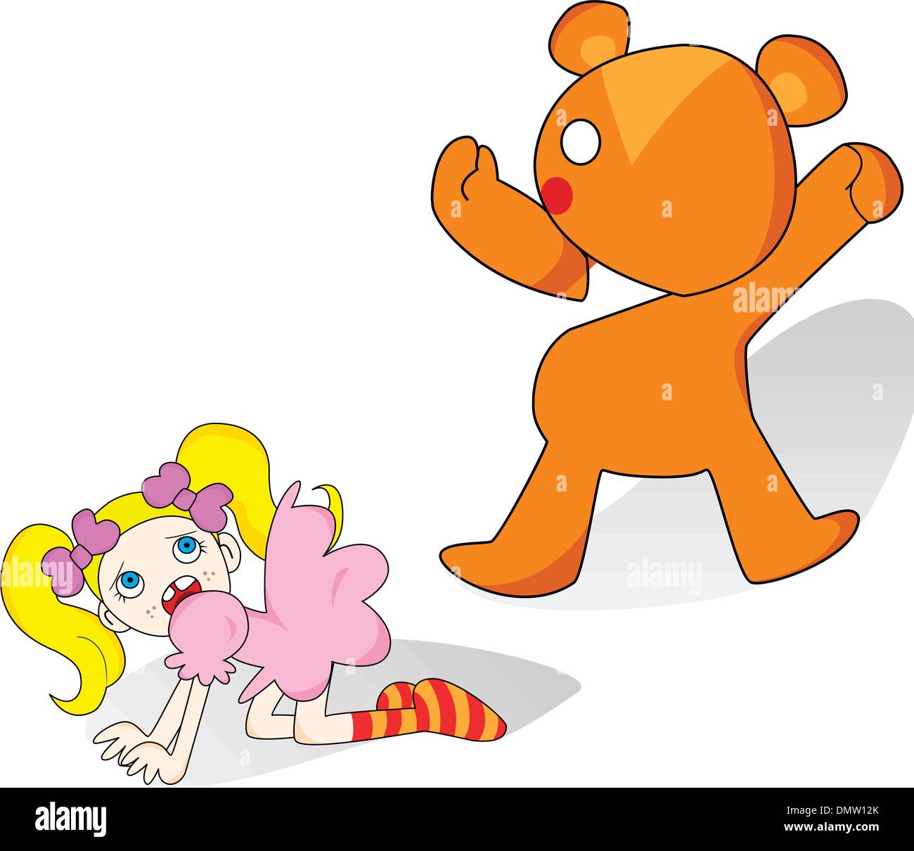 Girl and Horror Teddy Bear Stock Vector