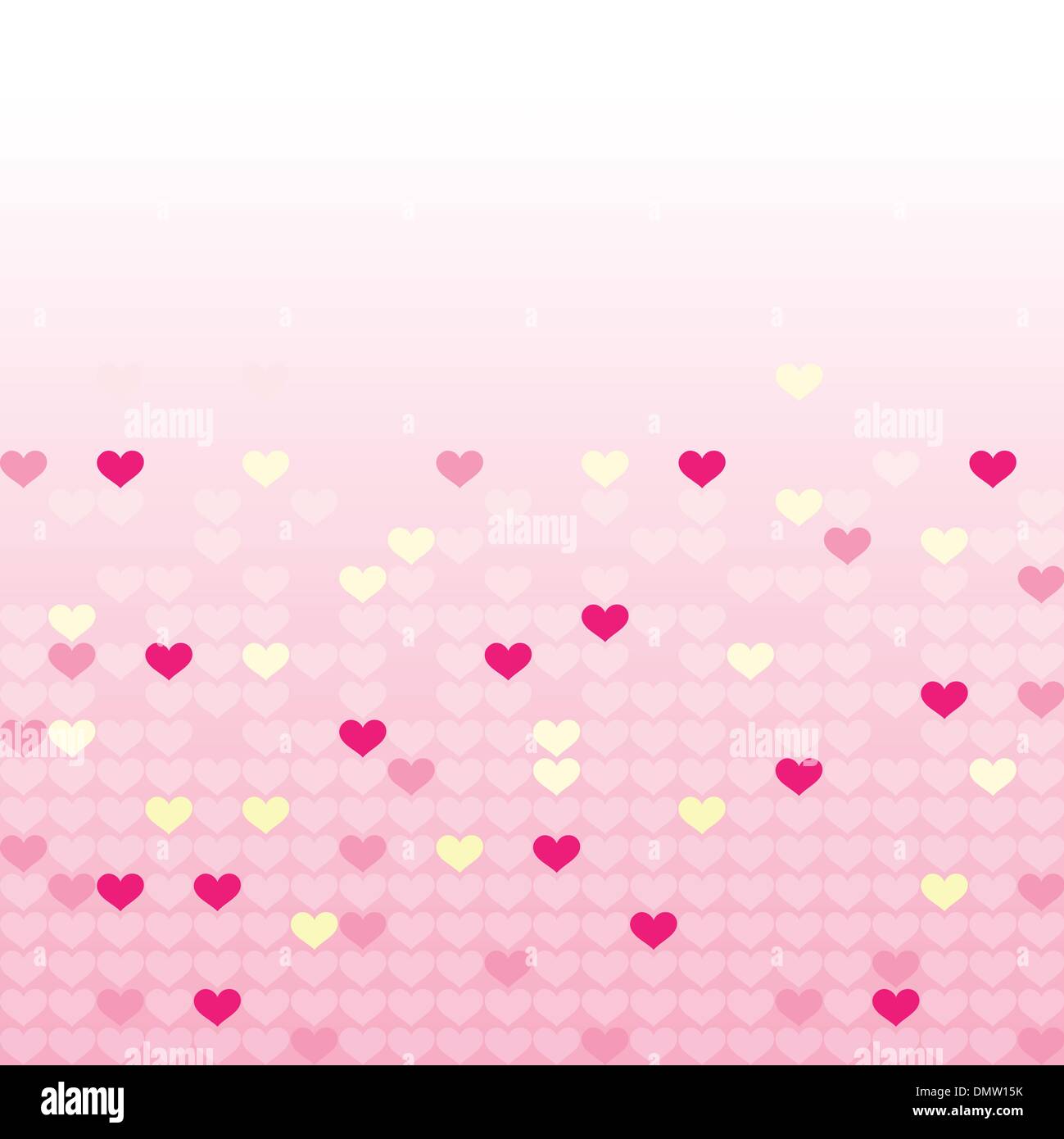 Colored hearts in a mosaic, pattern Stock Vector