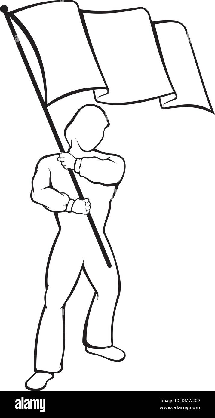 Man with flag Stock Vector