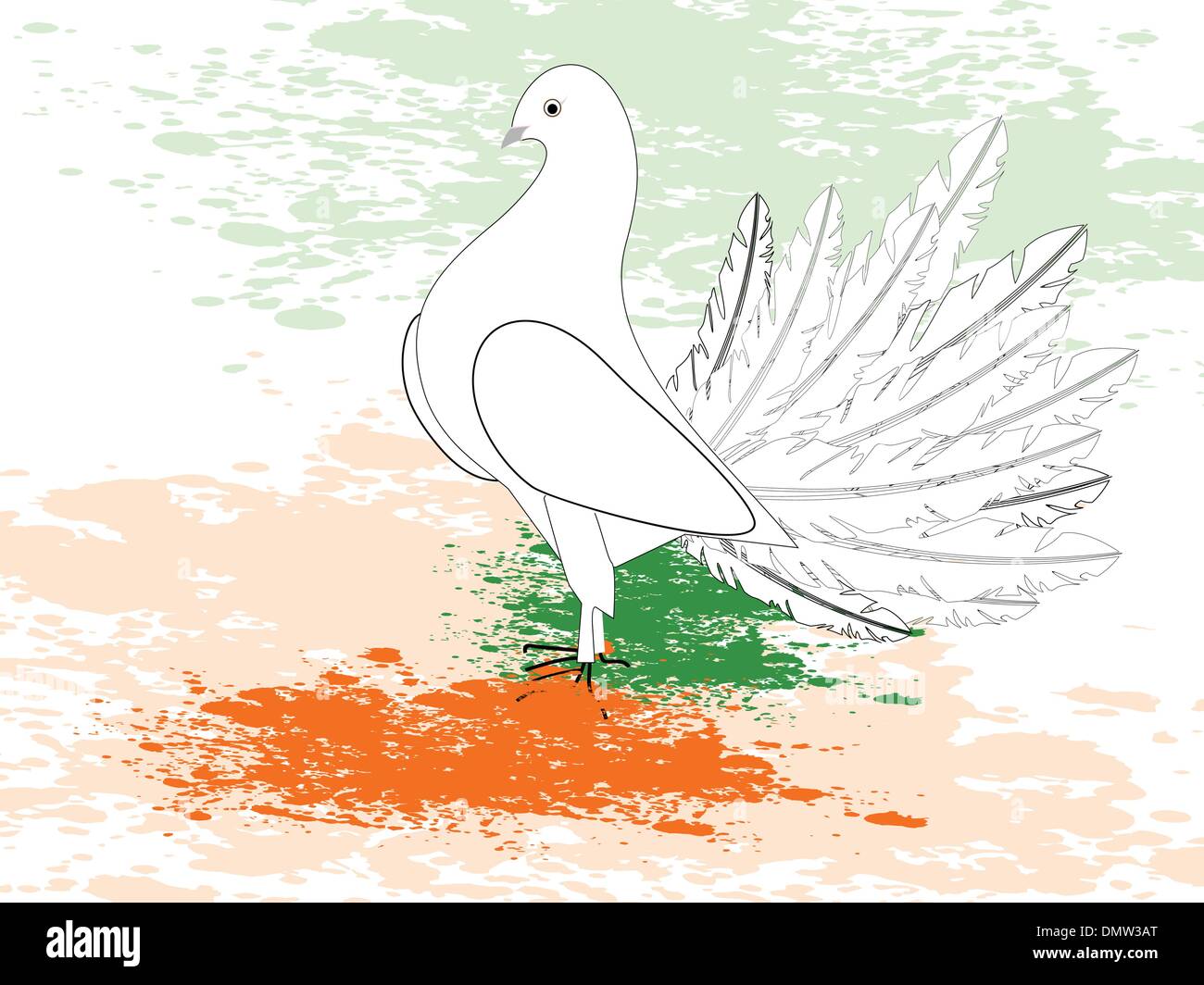 A republic day card with draw a flag with paint, piegon and spac ...
