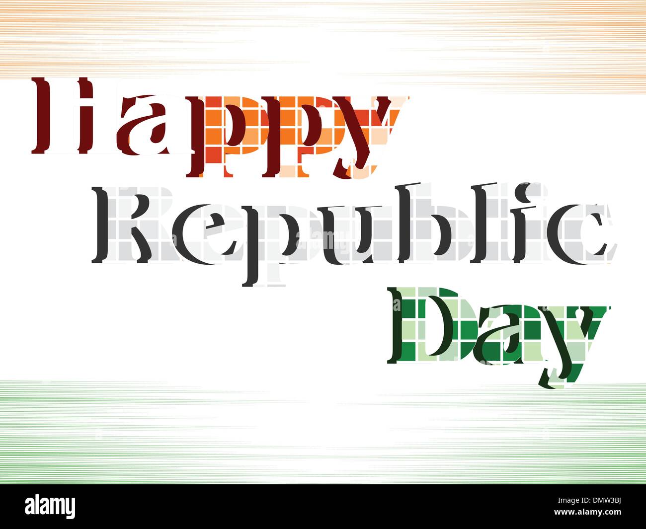A vector illustration of text Happy Republic Day with blocks Stock