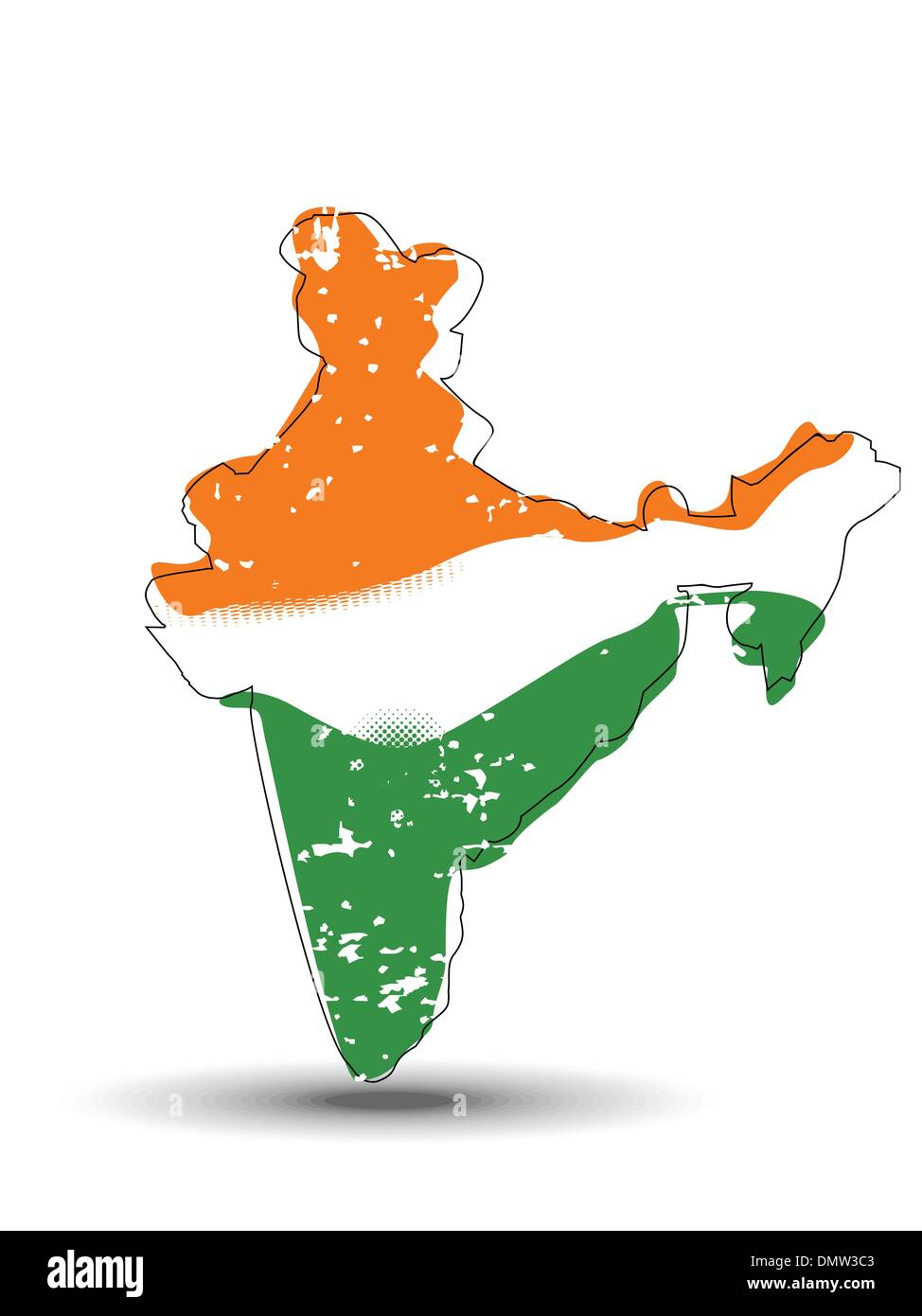 A vector illustration of An India map coverd with Indian Flag. Stock Vector