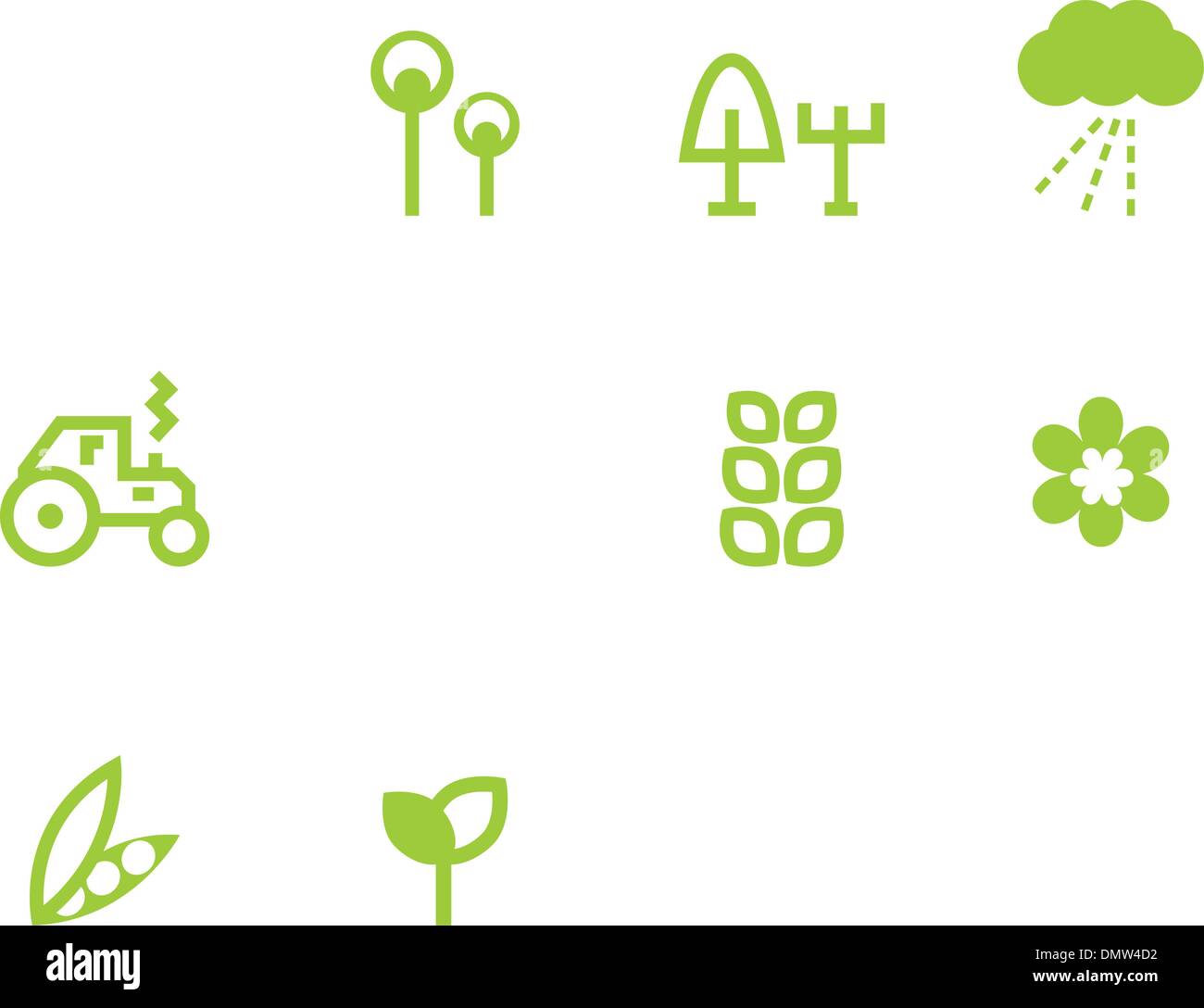 Agriculture & farming icons set isolated on white ( green Stock Vector ...
