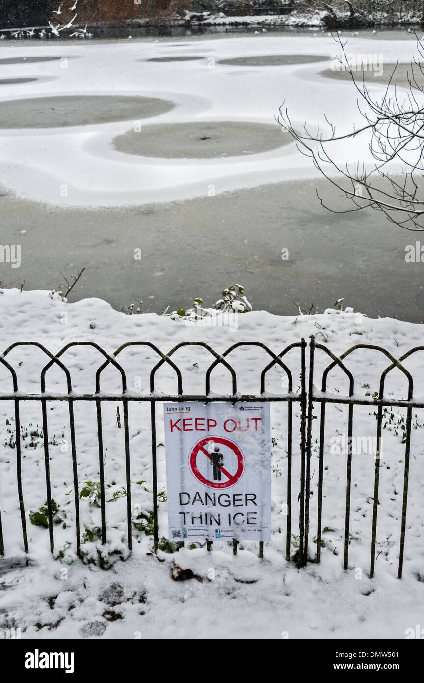 Danger Thin Ice sign Stock Photo