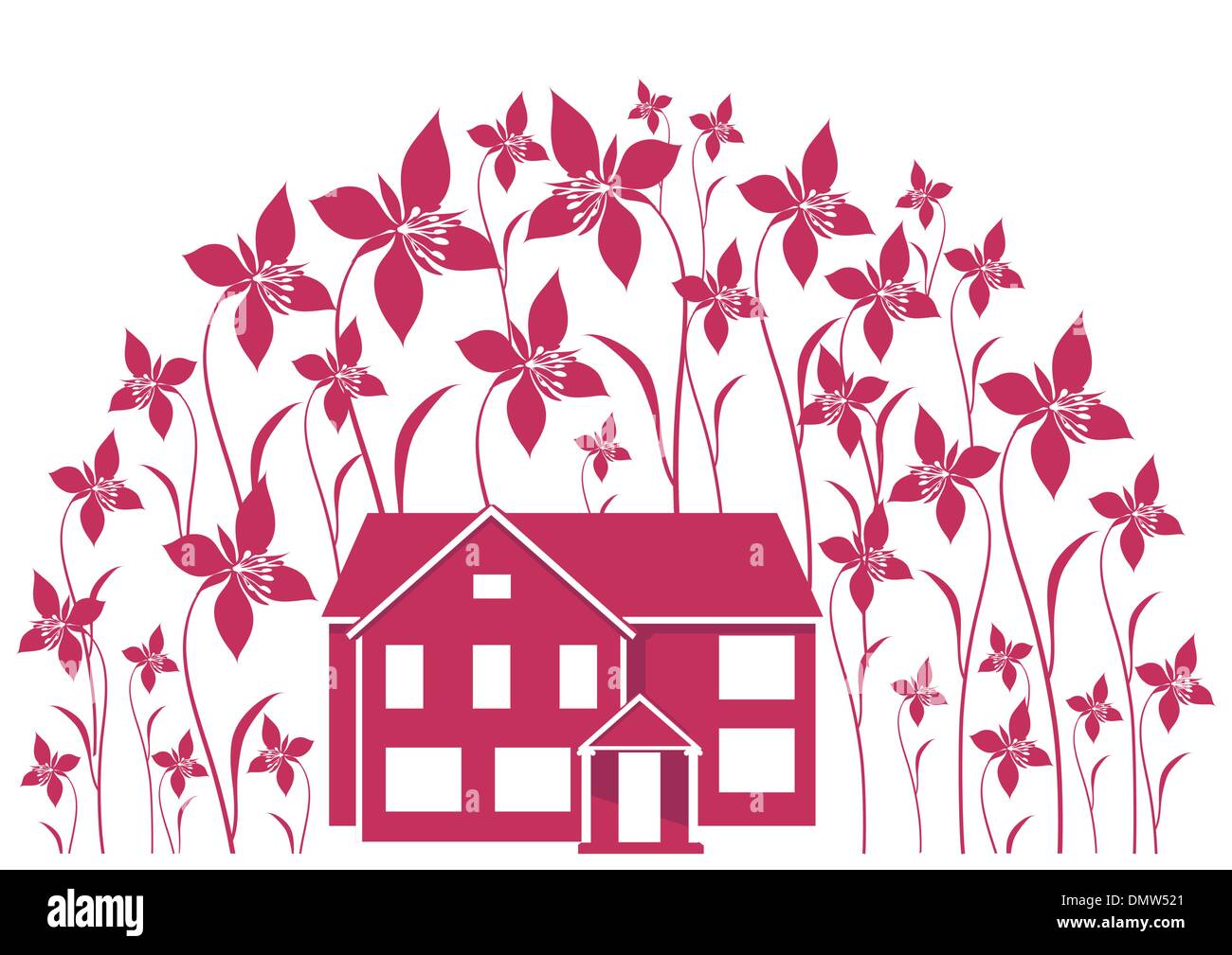House and flowers Stock Vector
