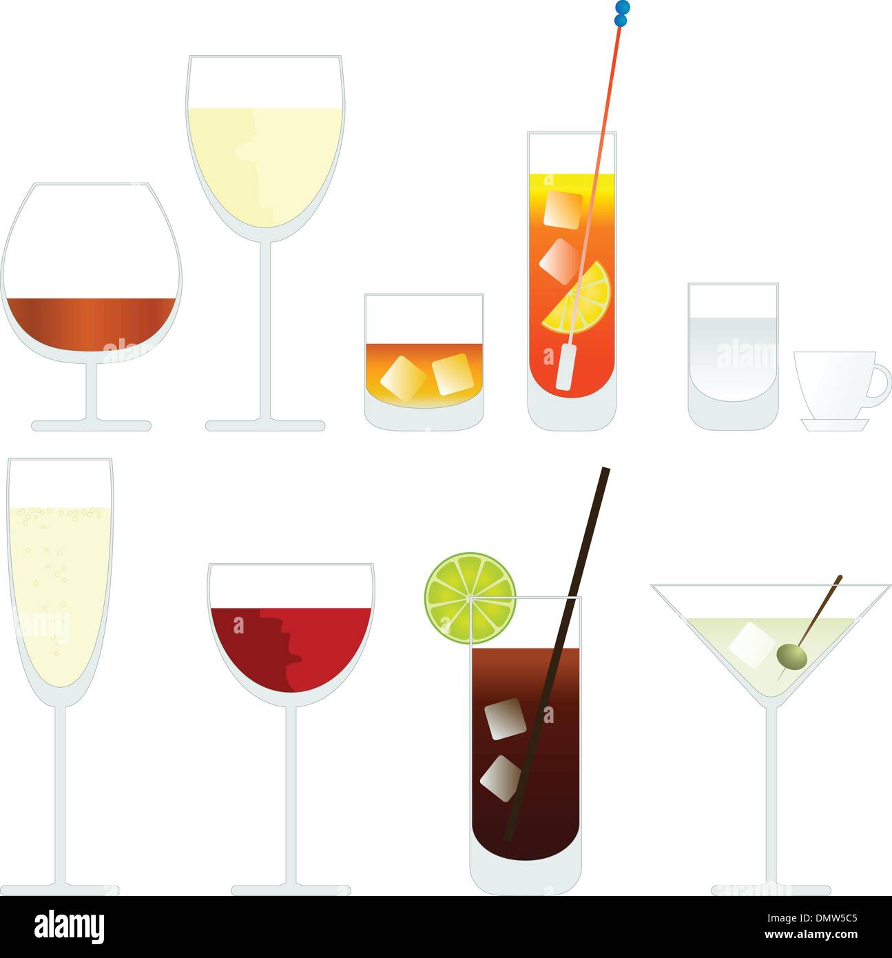 Vector wine and cocktail glasses Stock Vector Image & Art Alamy