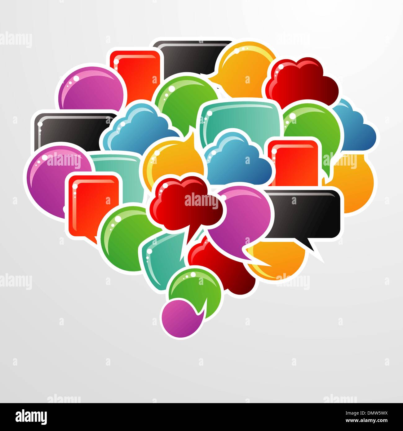 Social media bubbles in communication speech Stock Vector