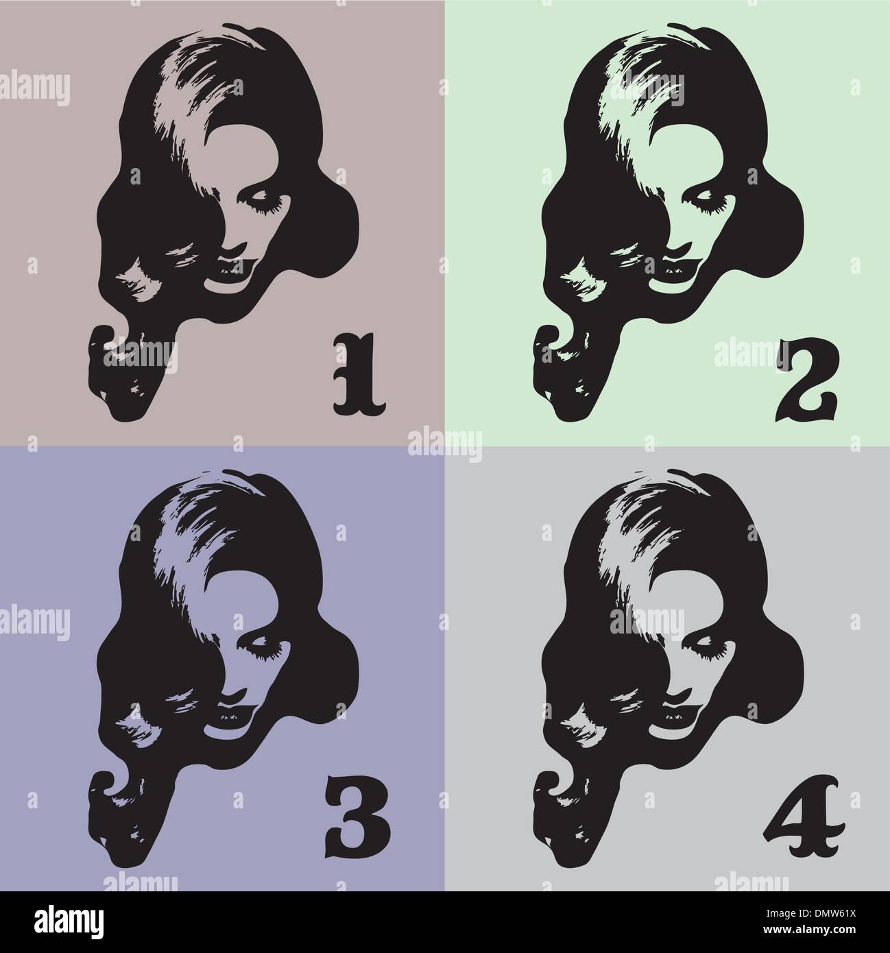 pop art women with numbers Stock Vector