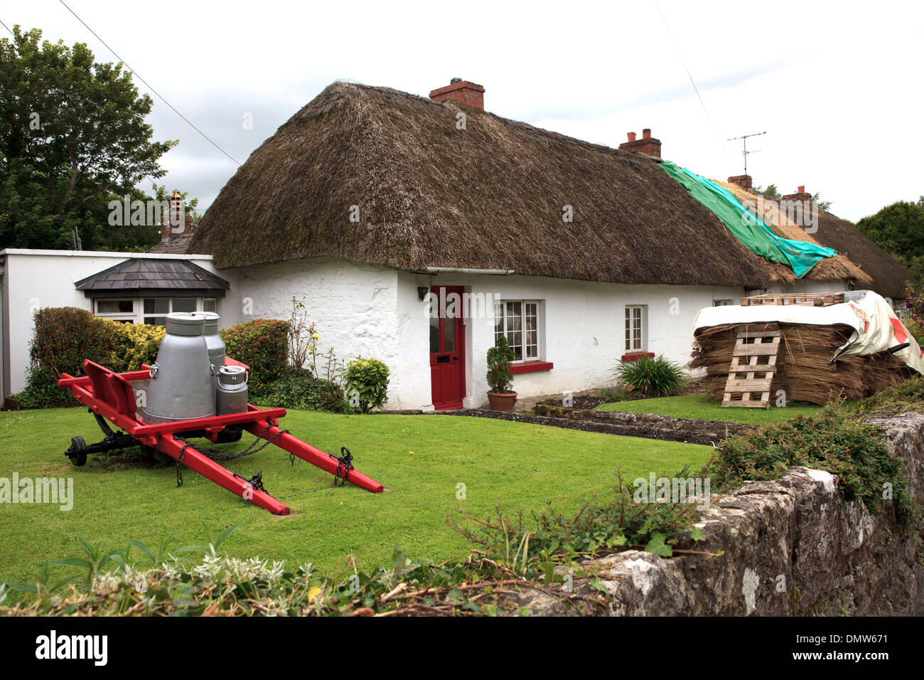 House with a thatched roof, Adare, Co. Limerick, Ireland Stock Photo