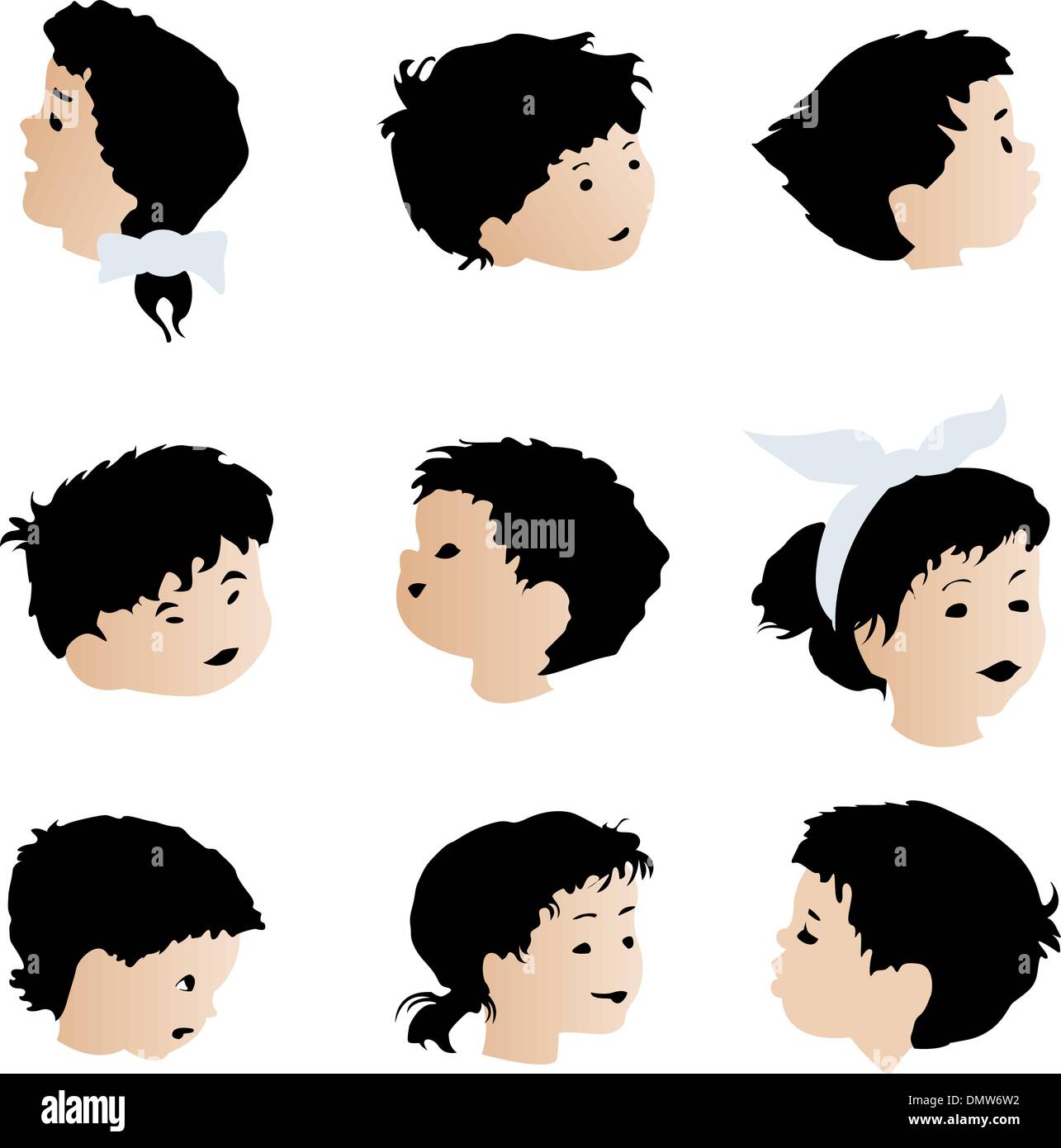 Children faces, expressions Stock Vector