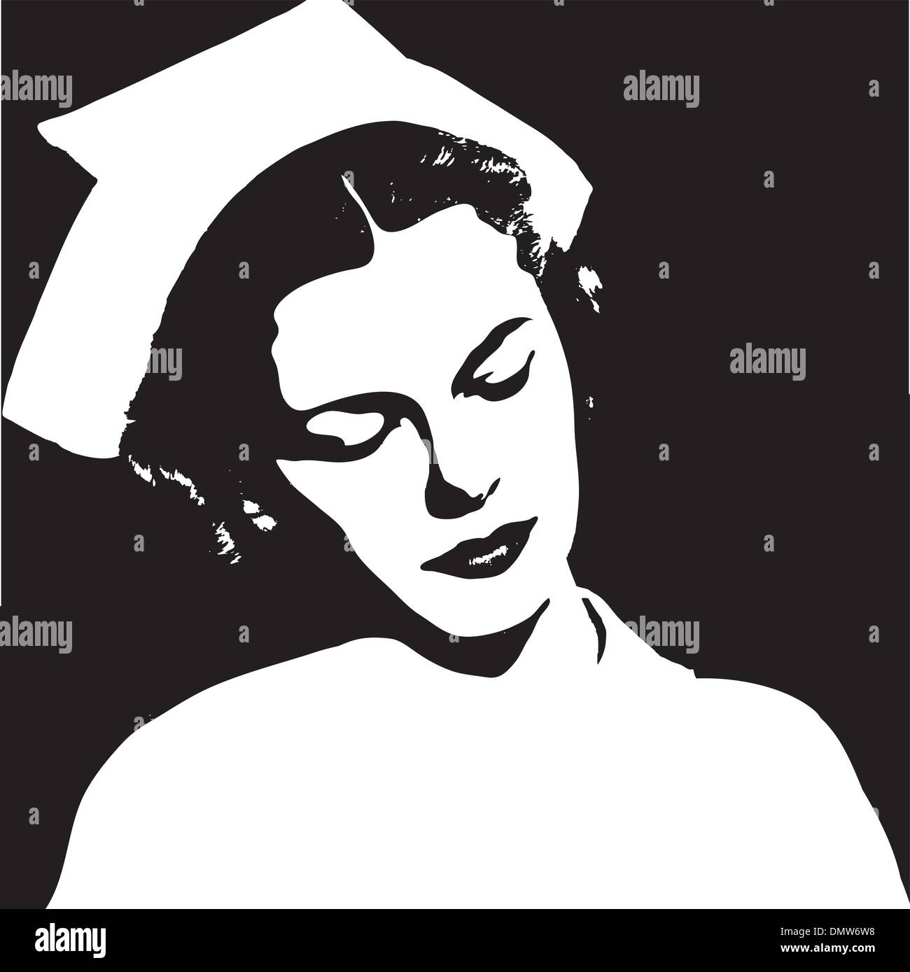 nurse portrait retro black and white Stock Vector Image & Art - Alamy
