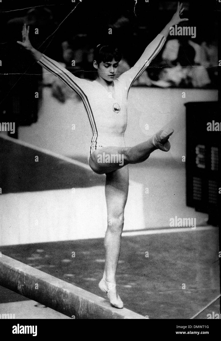 July 22, 1976 - Montreal, Canada - Fourteen year old Olympic Champion NADIA COMANECI competing on the balance beam during the Montreal Olympics. (Credit Image: © KEYSTONE Pictures USA/ZUMAPRESS.com) Stock Photo