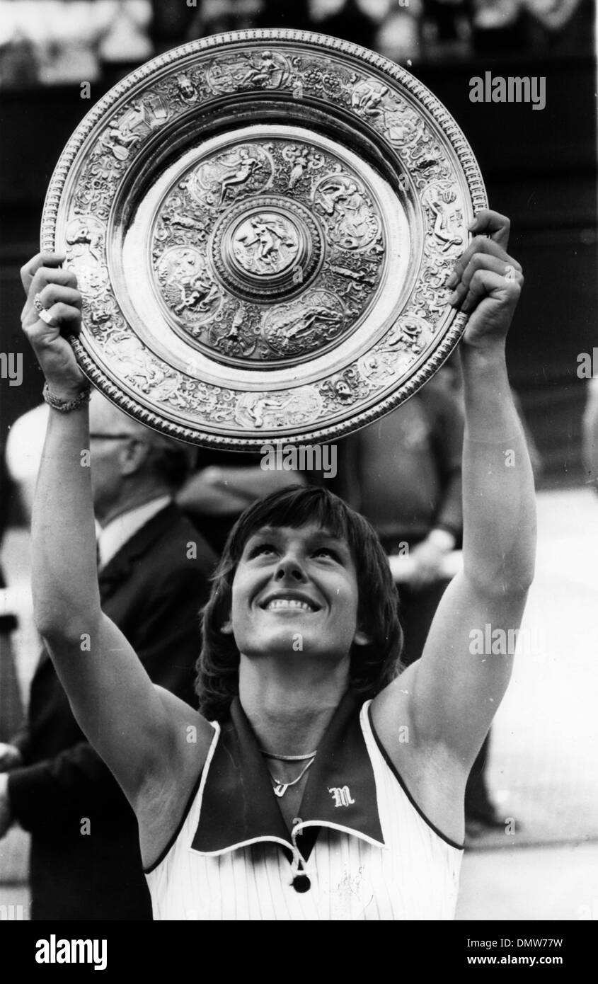 July 7, 1978 - London, England, U.K. - Tennis Star MARTINA NAVRATILOVA wins the Ladies Singles Title at Wimbledon by beating Chris Evert. (Credit Image: © KEYSTONE Pictures USA/ZUMAPRESS.com) Stock Photo