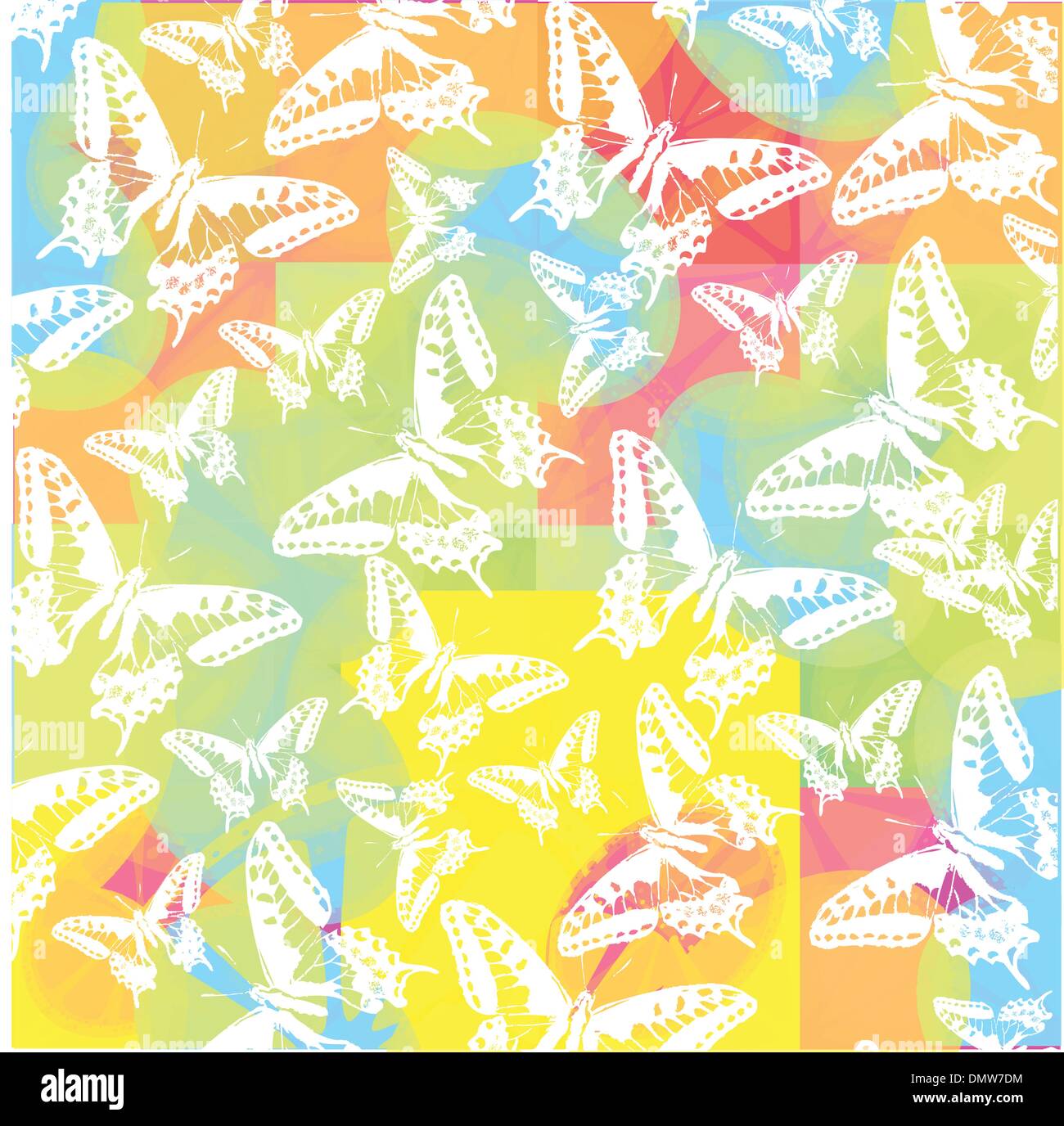 white butterflies on colored background Stock Vector