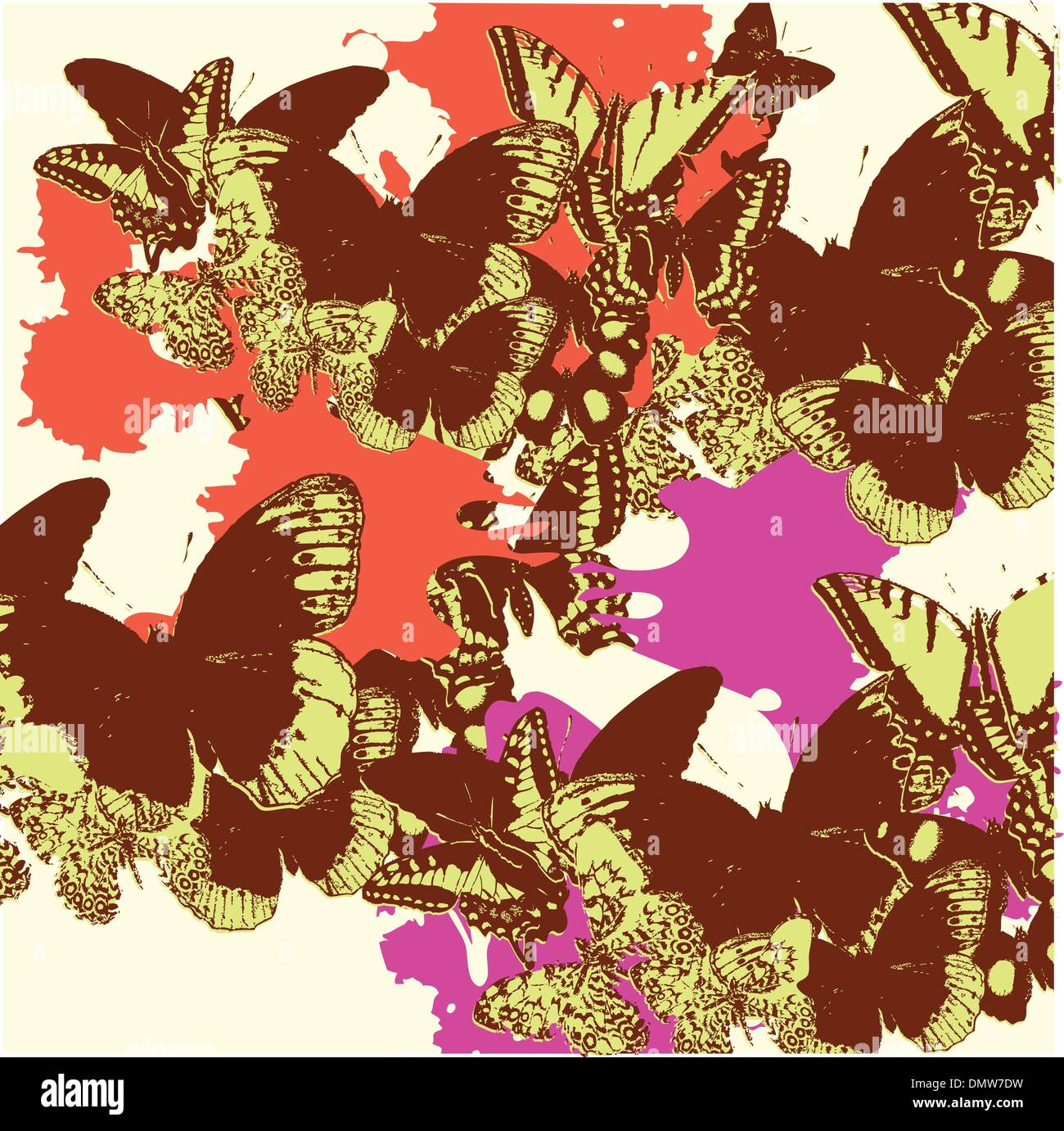retro butteflies on pop splash background Stock Vector Image & Art - Alamy