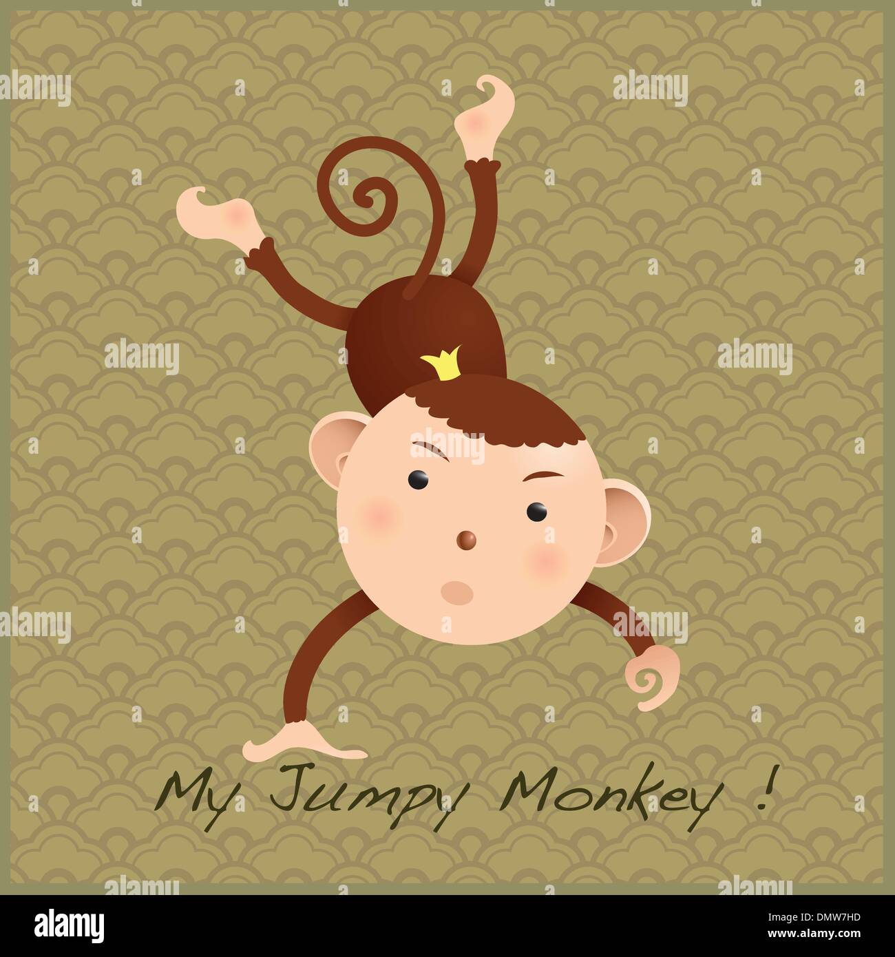 monkey on decorative background Stock Vector