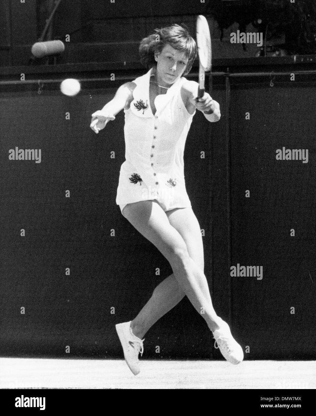 July 6, 1979 - London, England, U.K. - Tennis Star MARTINA NAVRATILOVA wins the Ladies Singles Title at Wimbledon Championships by beating Chris Lloyd. (Credit Image: © KEYSTONE Pictures USA/ZUMAPRESS.com) Stock Photo