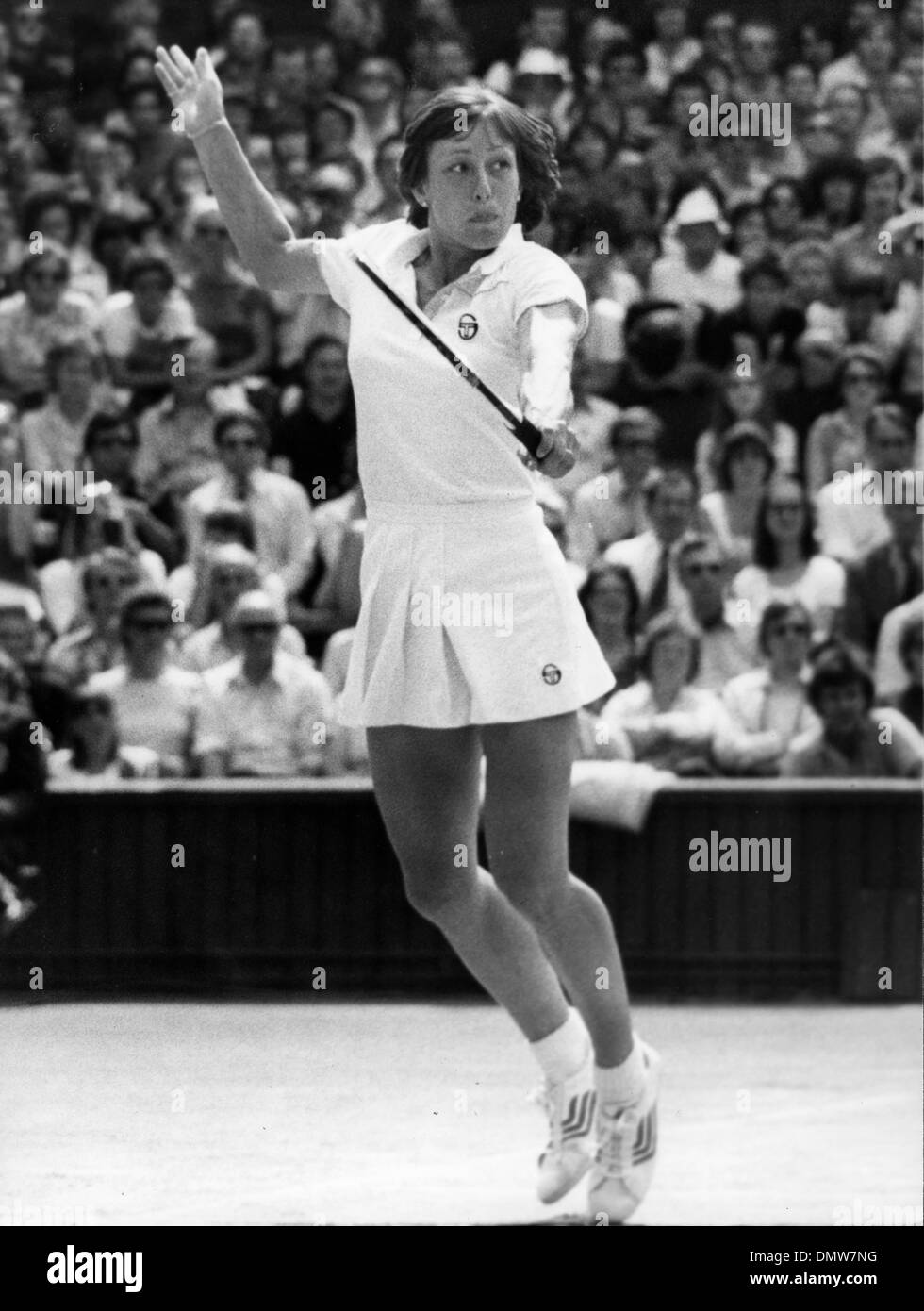July 3, 1980 - London, England, U.K. - Tennis Star MARTINA NAVRATILOVA during her match against Chris Lloyd which knocked her out of the championships at Wimbledon Championships.  (Credit Image: © KEYSTONE Pictures USA/ZUMAPRESS.com) Stock Photo