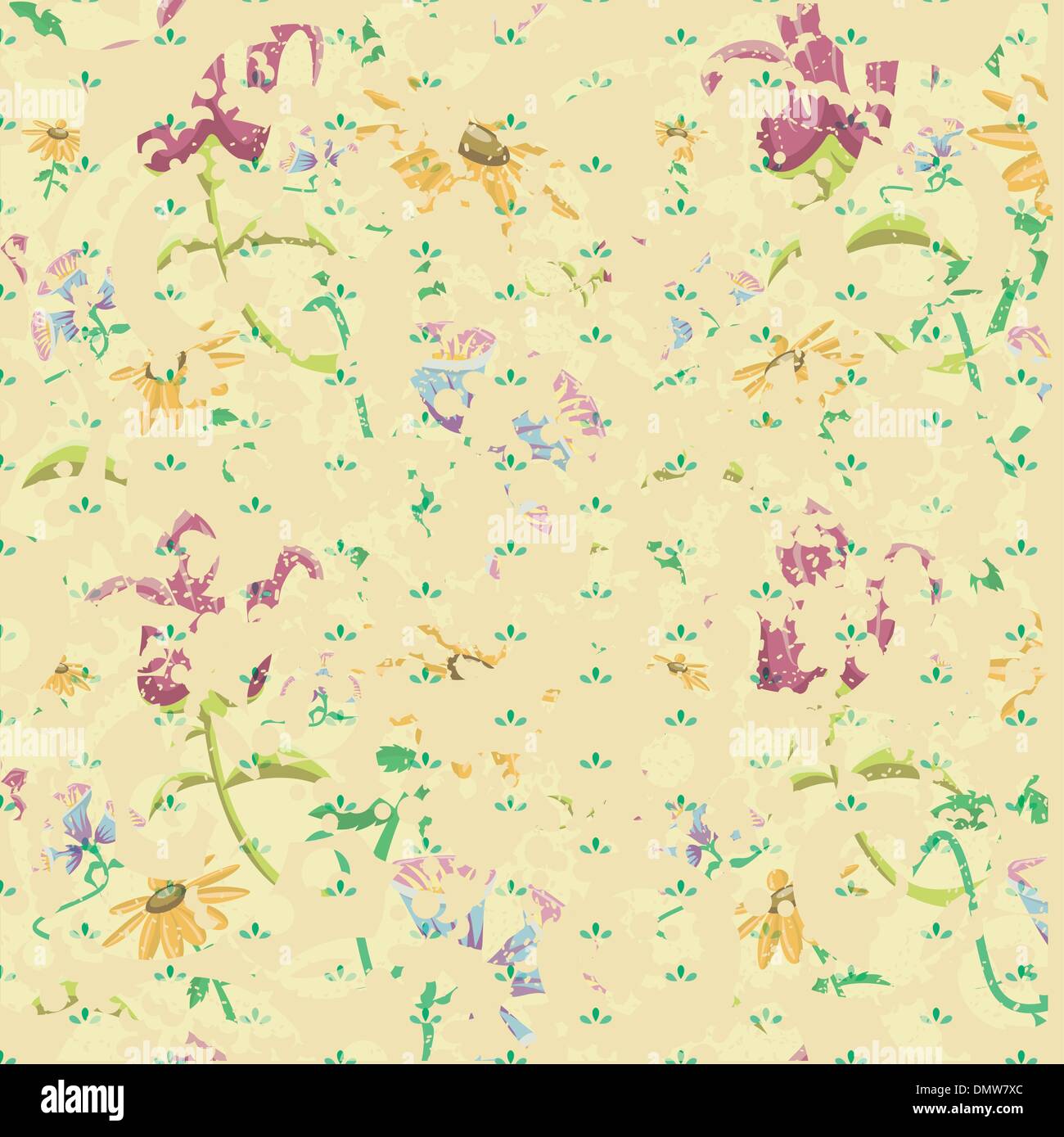 vintage grunge background with flowers Stock Vector Image & Art - Alamy