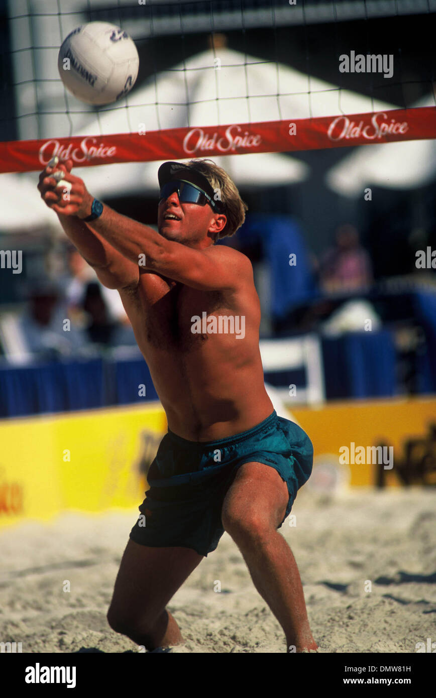 Aug 05, 1994; Belmar, NJ, USA; ADAM JOHNSON at the AVP Professional Beach Volleyball - Belmar, NJ - 1994. Stock Photo