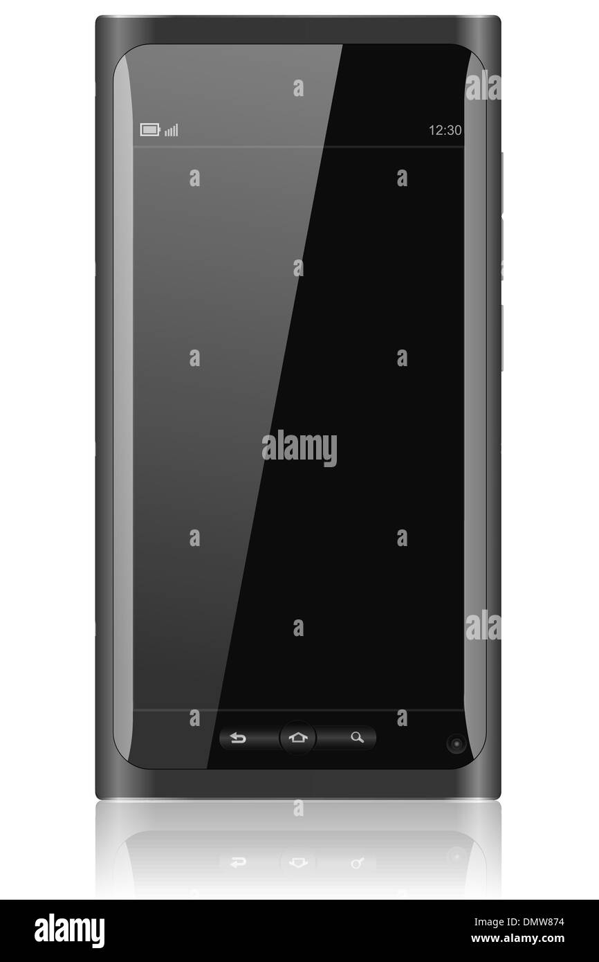 Black glossy touchscreen smartphone, vector format Stock Vector