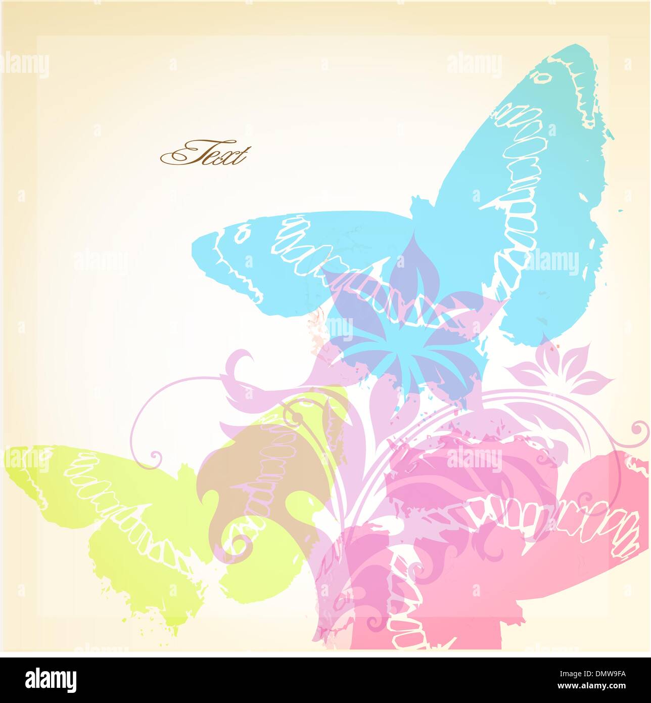 vintage card with flowers and butterflies Stock Vector Image & Art - Alamy