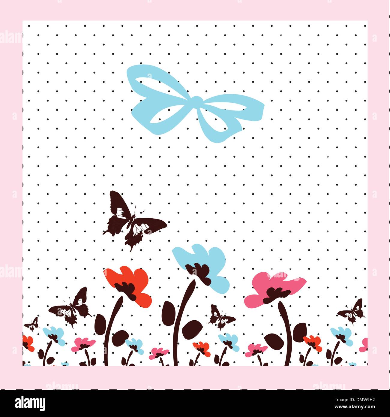 card with flowers and butterflies Stock Vector Image & Art - Alamy