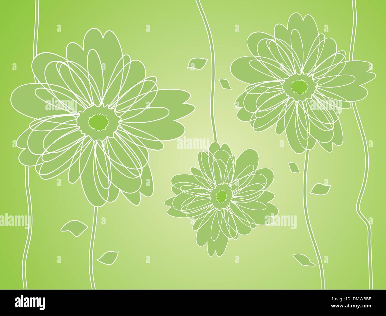 Green Flower silhouettes background Stock Vector