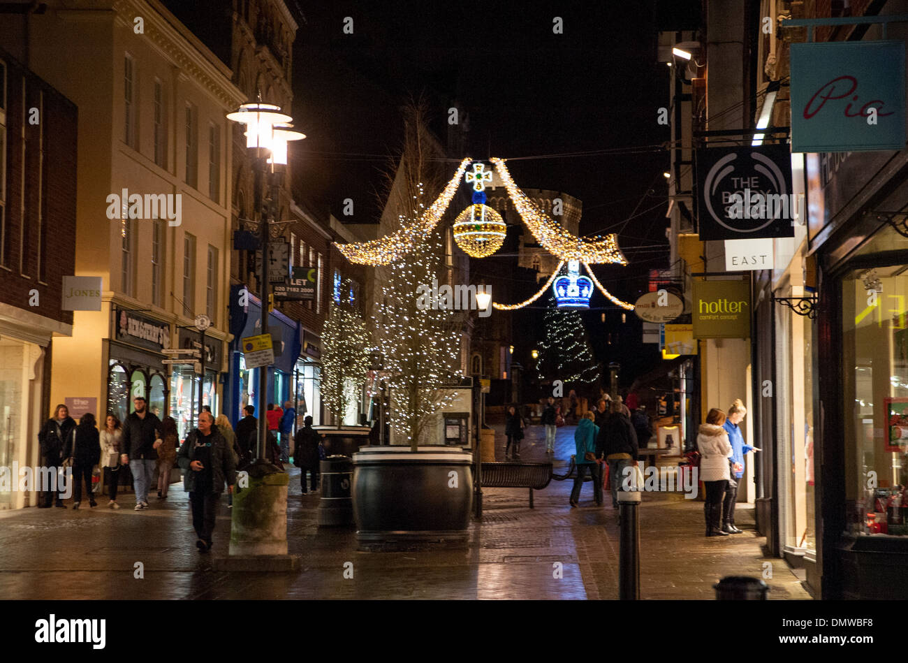 Christmas lights in the Royal town of Windsor Berkshire UK Stock Photo