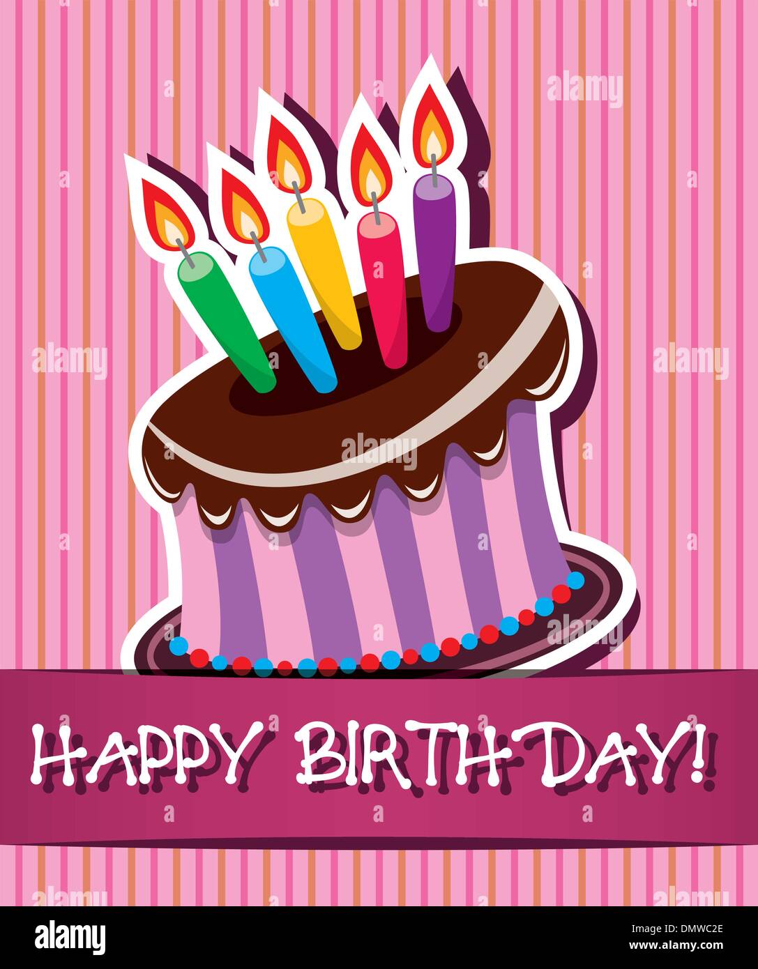 Happy birthday card cake and candles Stock Vector Images - Alamy