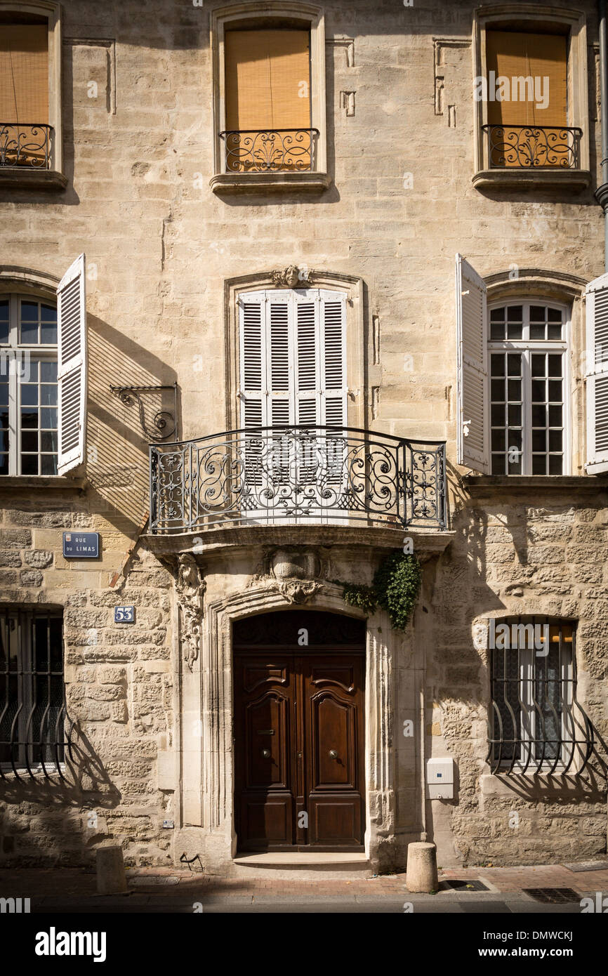 Beautiful old stone built building in old streets of Avignon, France, Europe. Stock Photo