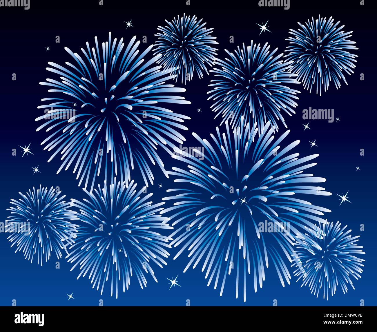 vector blue fireworks Stock Vector