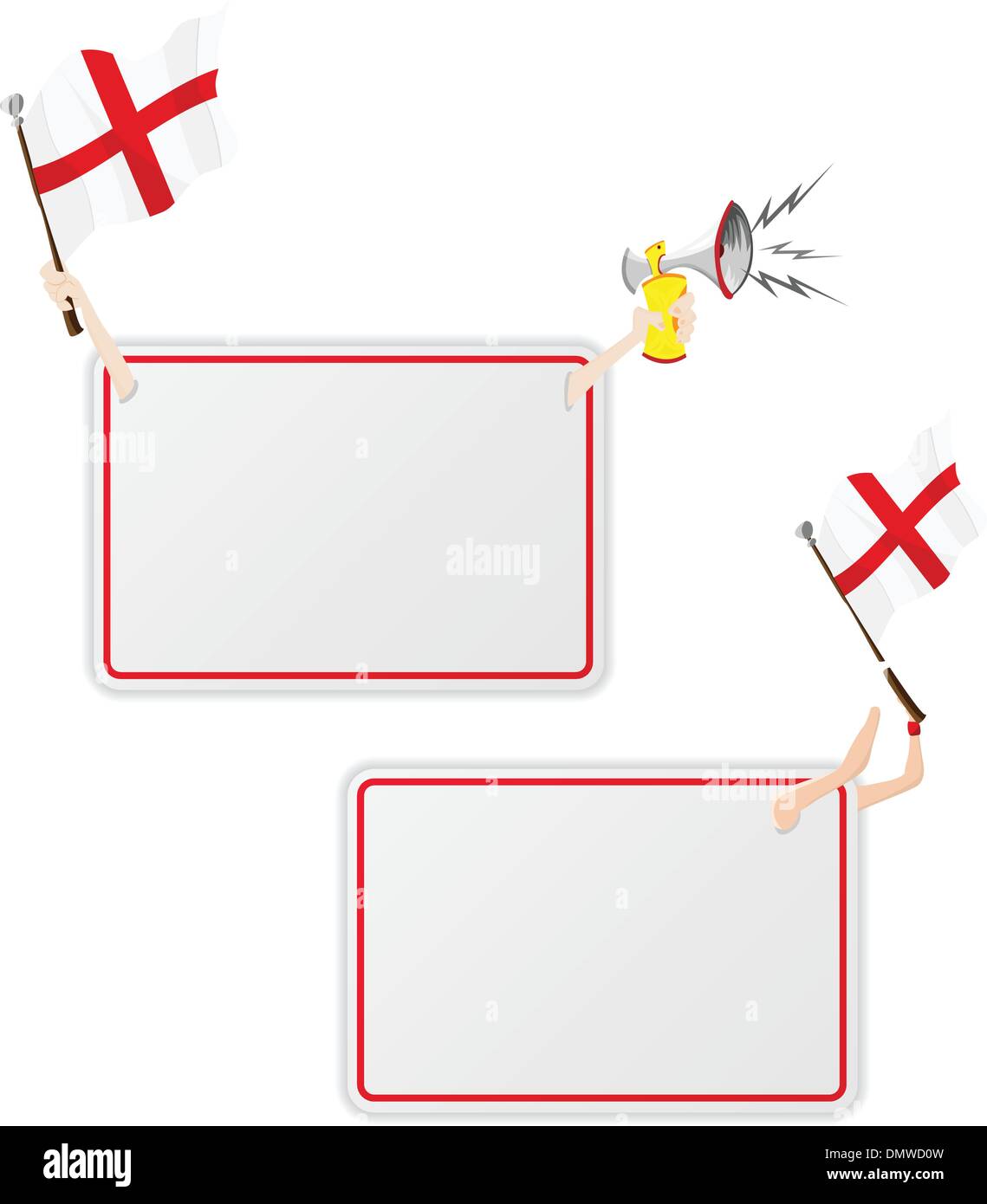England Sport Message Frame with Flag. Set of Two Stock Vector