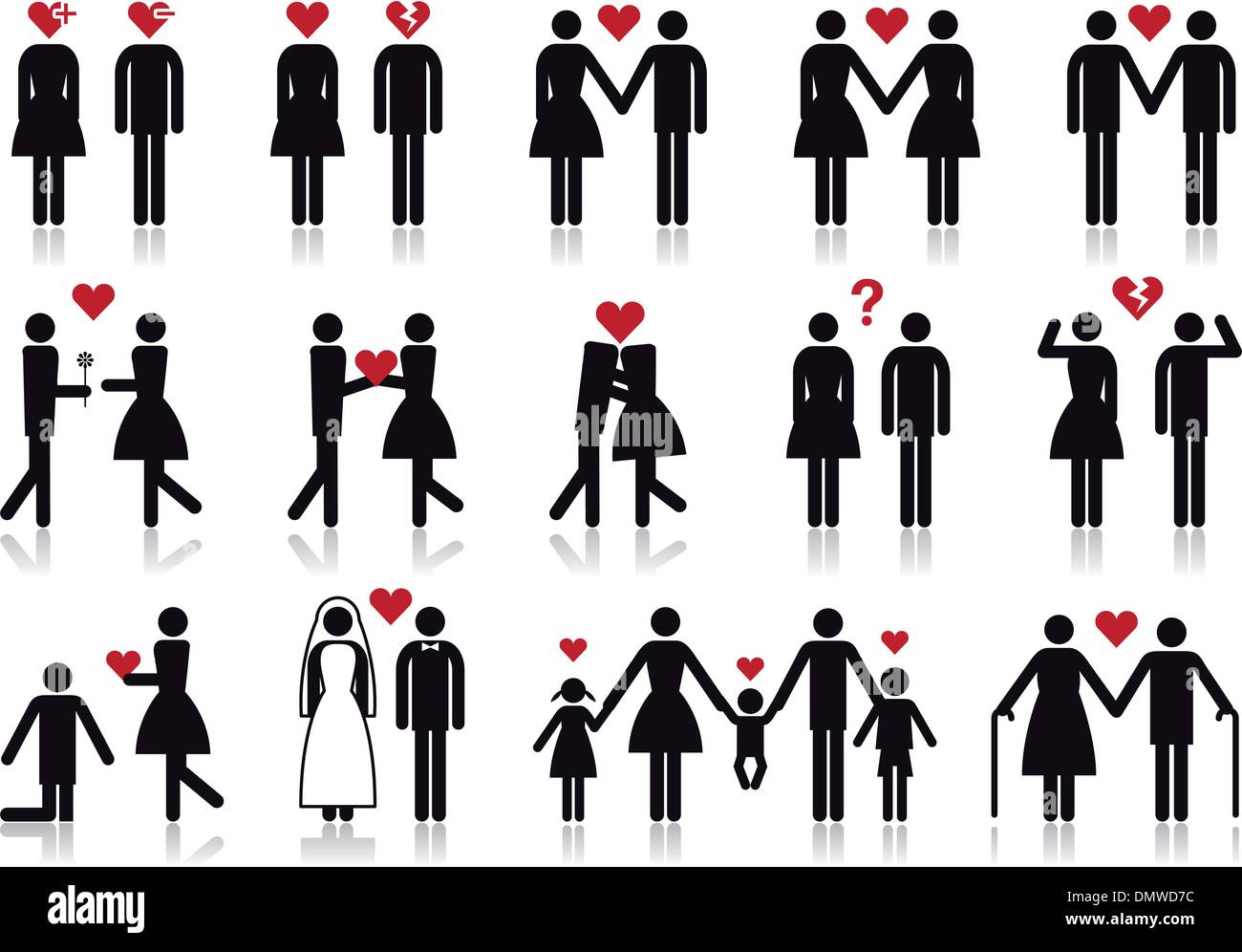 people in love, vector icon set Stock Vector