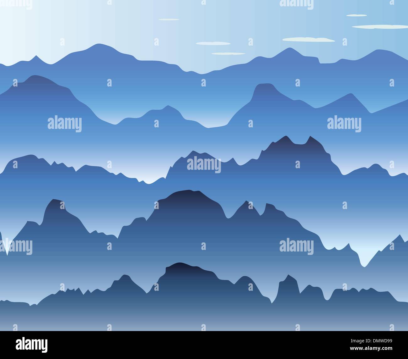 vector blue morning mist in the mountains Stock Vector