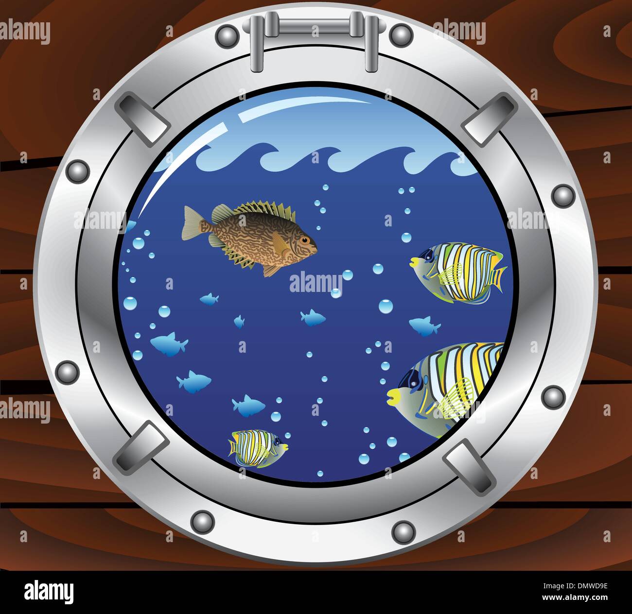 DNVEN 18"x18" Porthole Underwater Wall Decal – Colorful Fish & Coral Removable Sticker For Kids Room, Nursery, Or Living Room