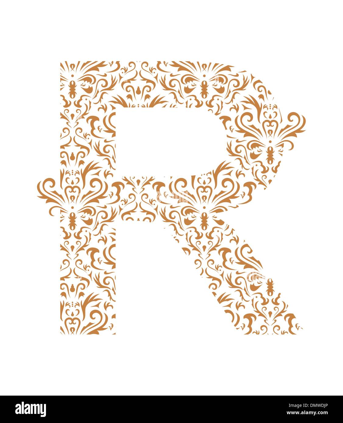 Floral letter R. Ornament font Stock Vector Image & Art Alamy