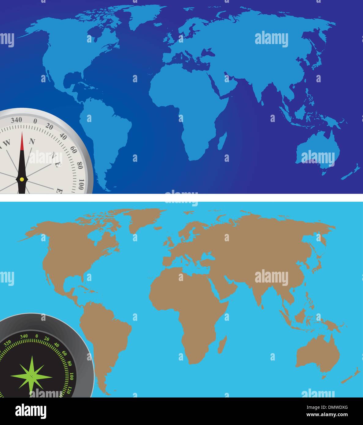 World map and compass Stock Vector