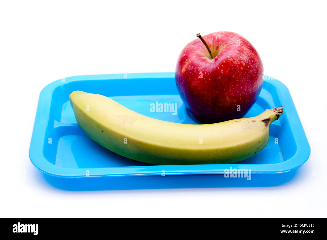 Banana with red apple Stock Photo Alamy