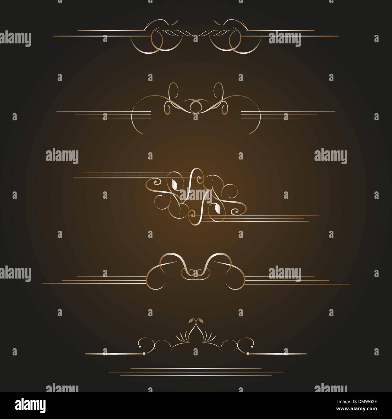 vector set gold calligraphic design elements and page decoration Stock ...