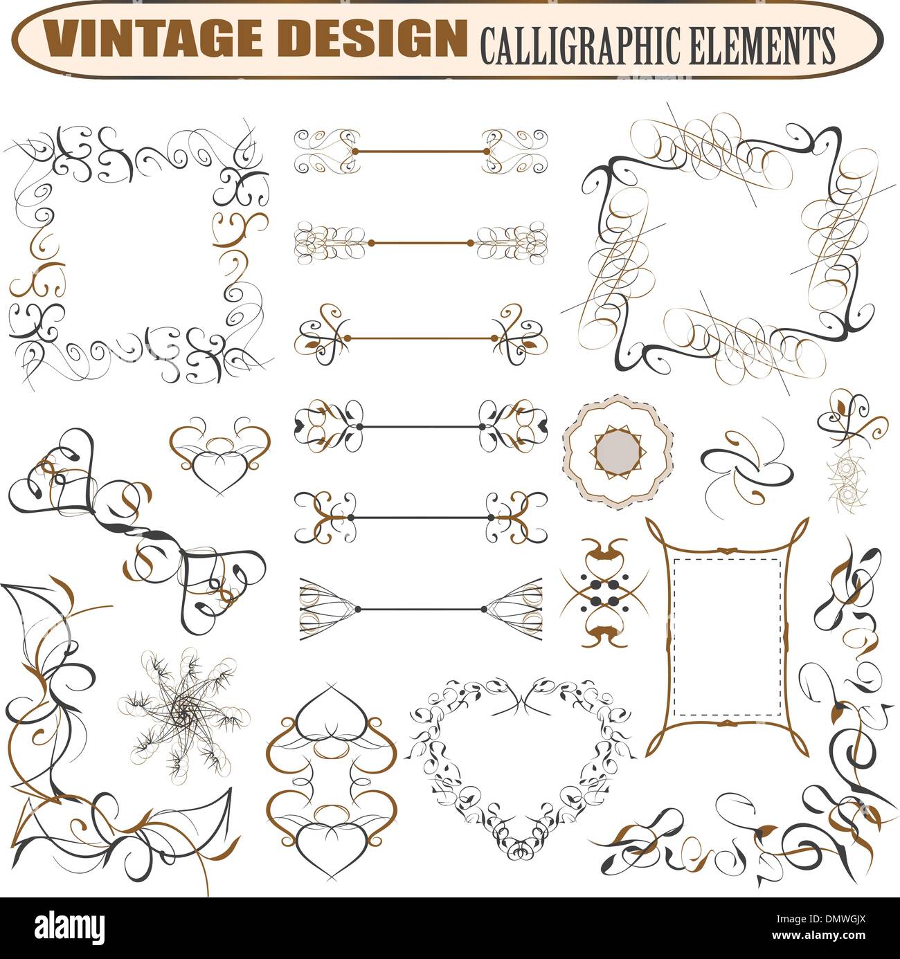 decorative ornate design elements calligraphic page decorations Stock Vector