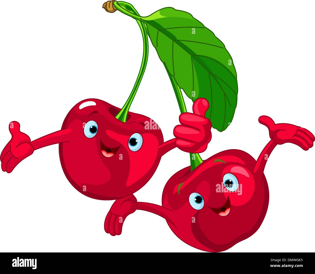 Cheerful Cartoon Cherries character Stock Vector