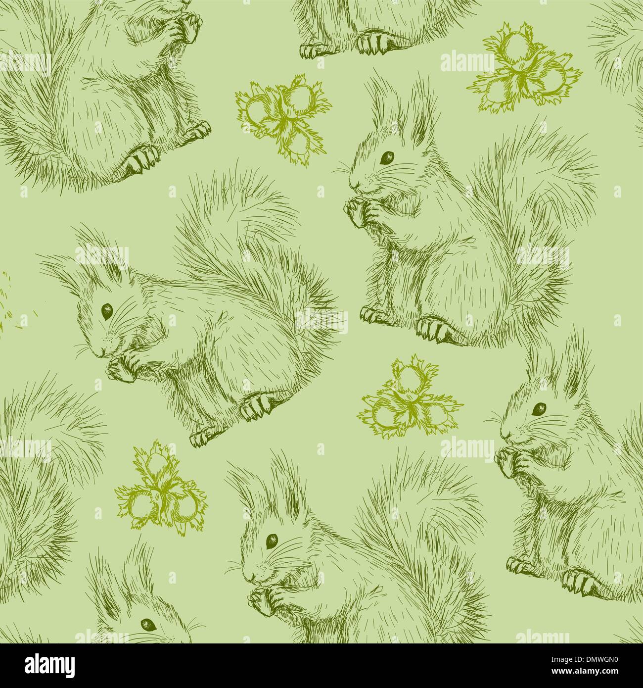 Seamless pattern with squirrels Stock Vector