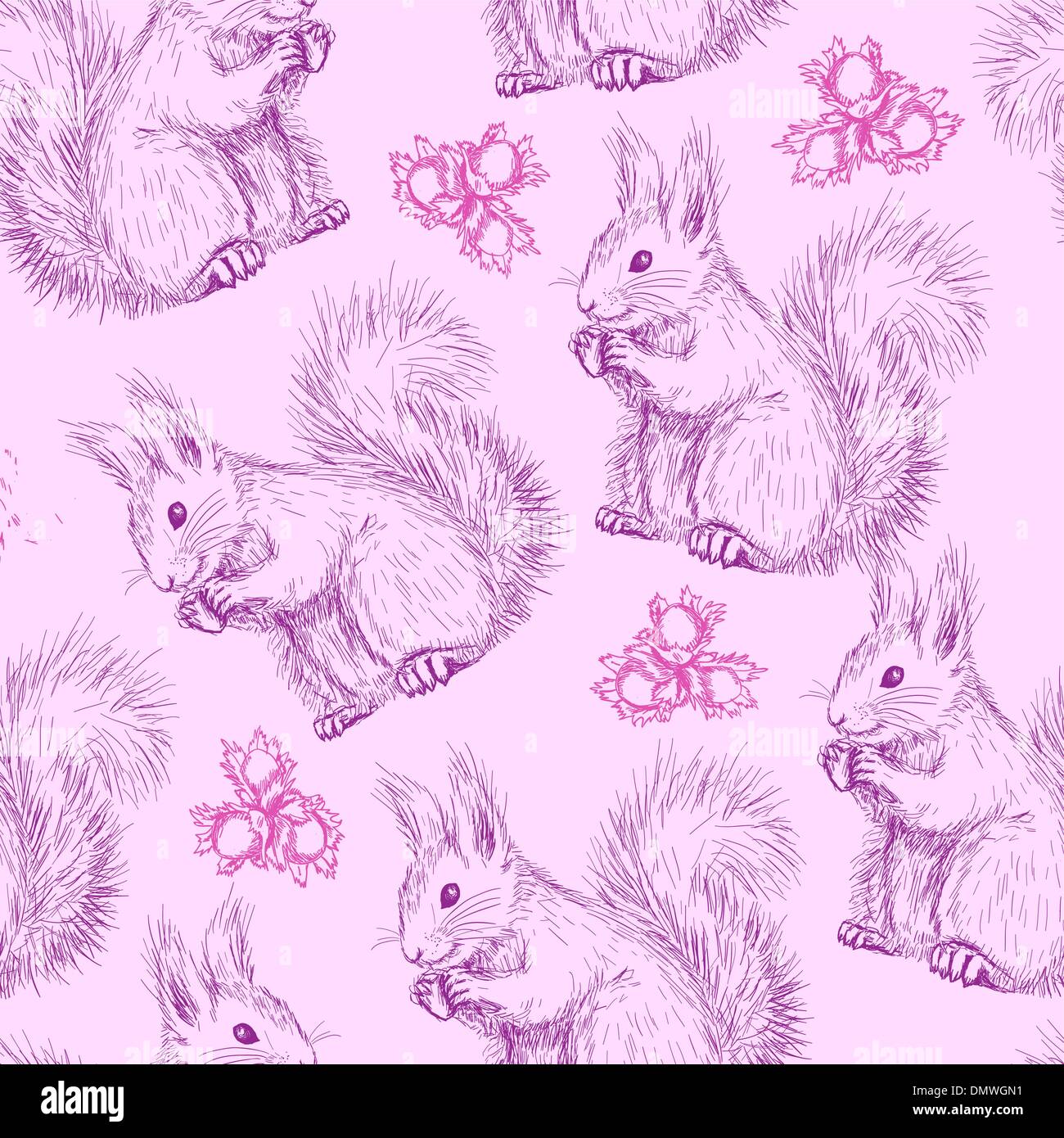 Seamless pattern with squirrels Stock Vector