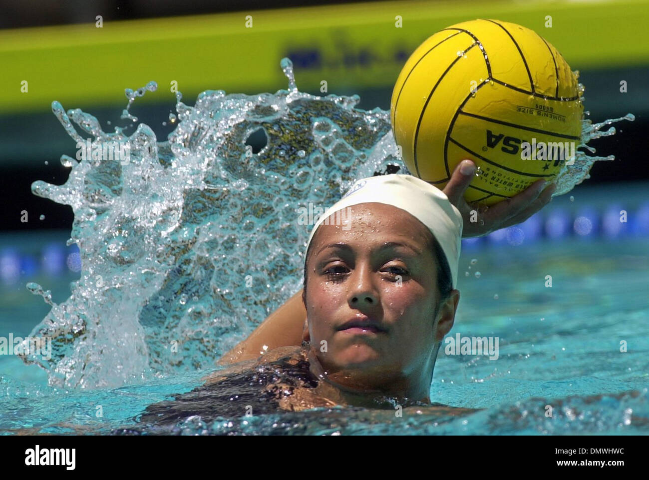 Jun 16, 2001; Berkeley, CA, USA; U.S. Women's National Water Polo team  player Brenda Villa, #4, practices before the start of their exhibition  game against Australia at the Cal Spieker Aquatic Center