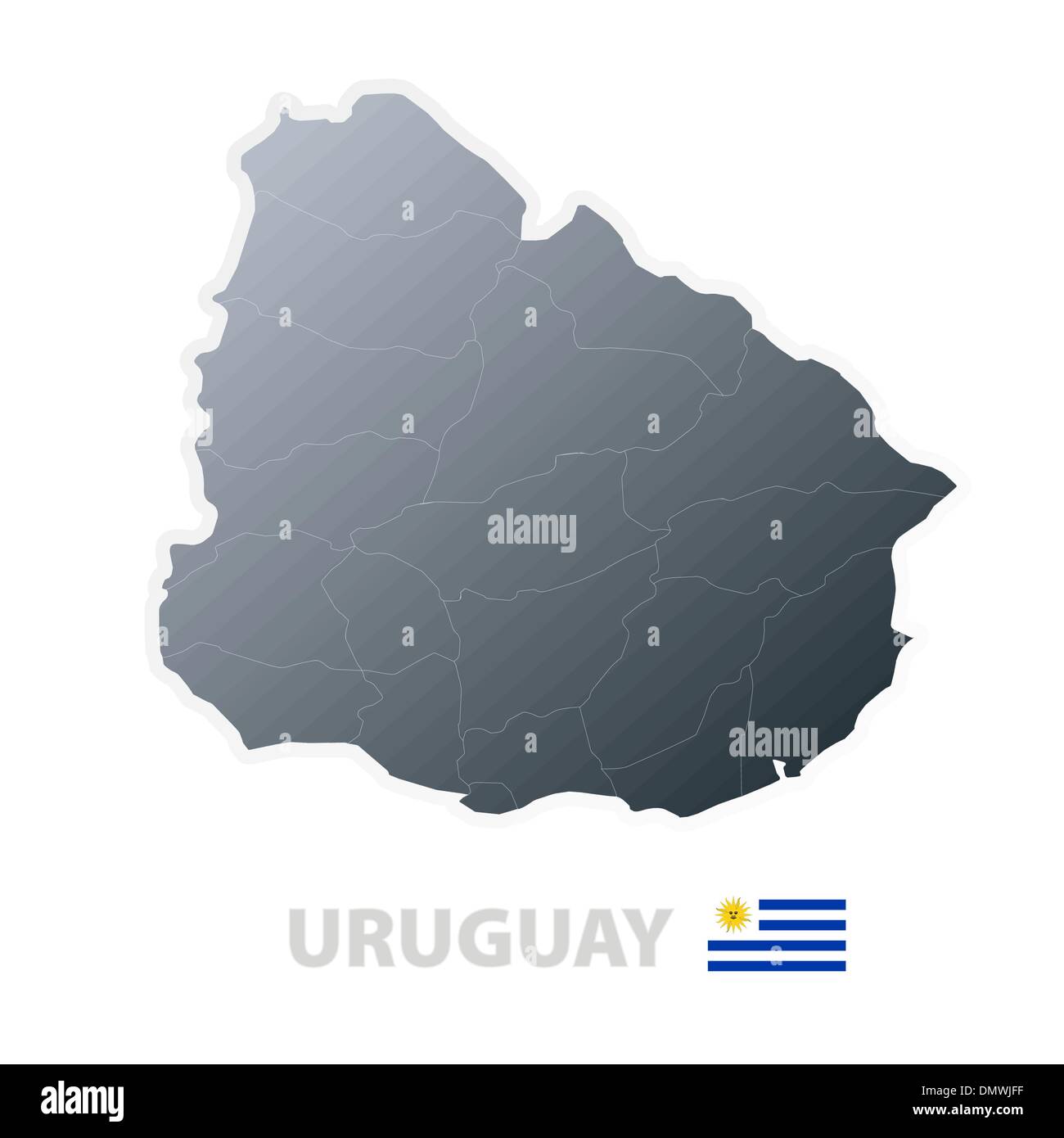 Uruguay map with official flag Stock Vector