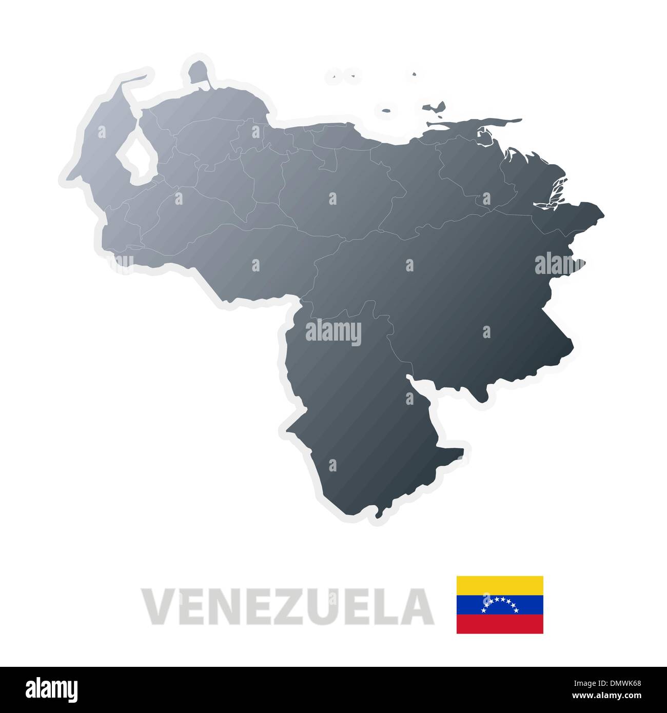 Venezuela map with official flag Stock Vector