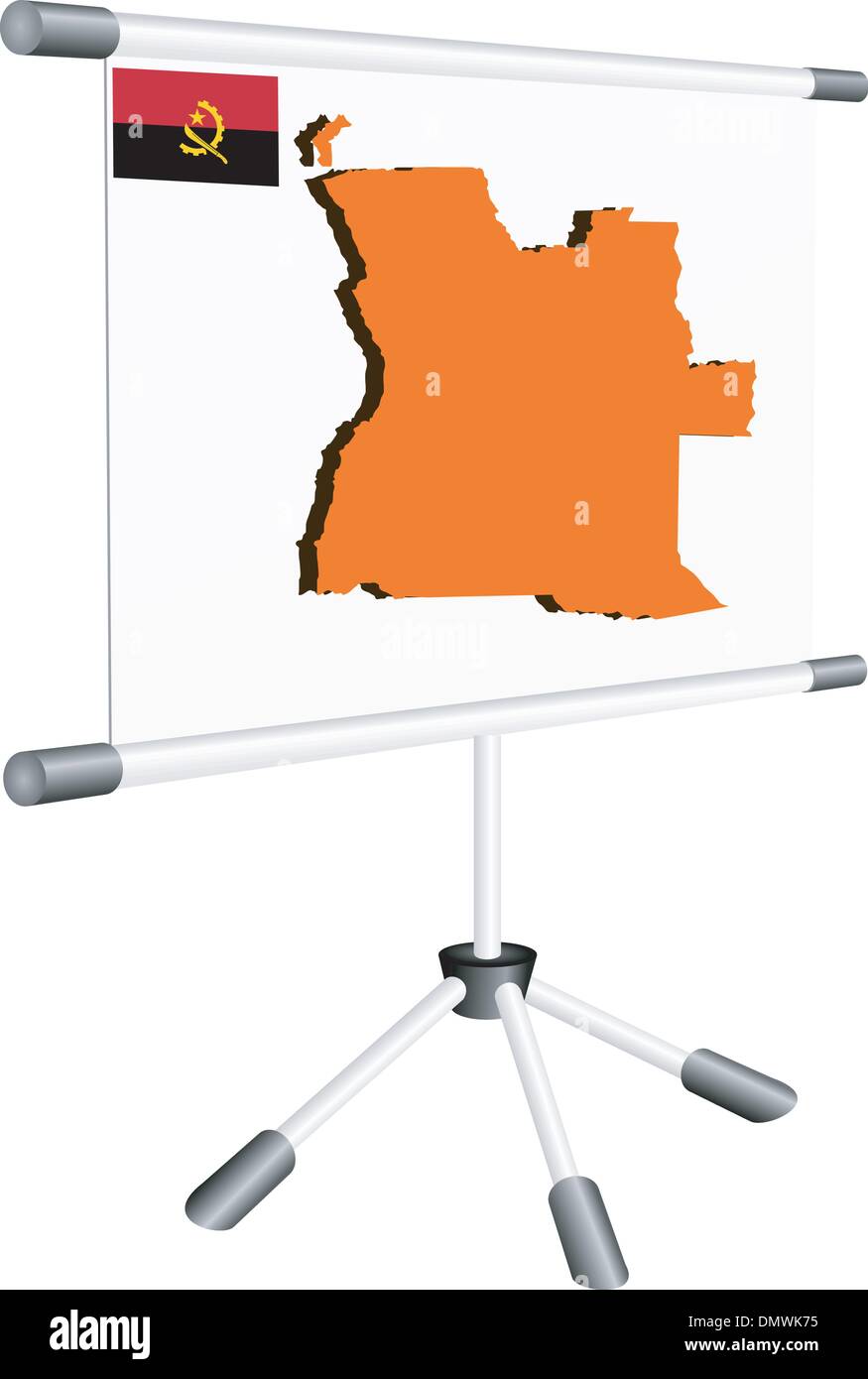 Vector display with a silhouette map of Angola Stock Vector Image & Art ...