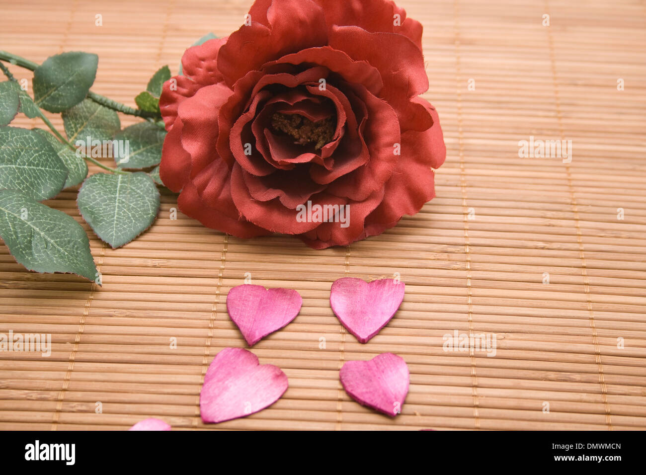 Heart sheets with red rose Stock Photo Alamy