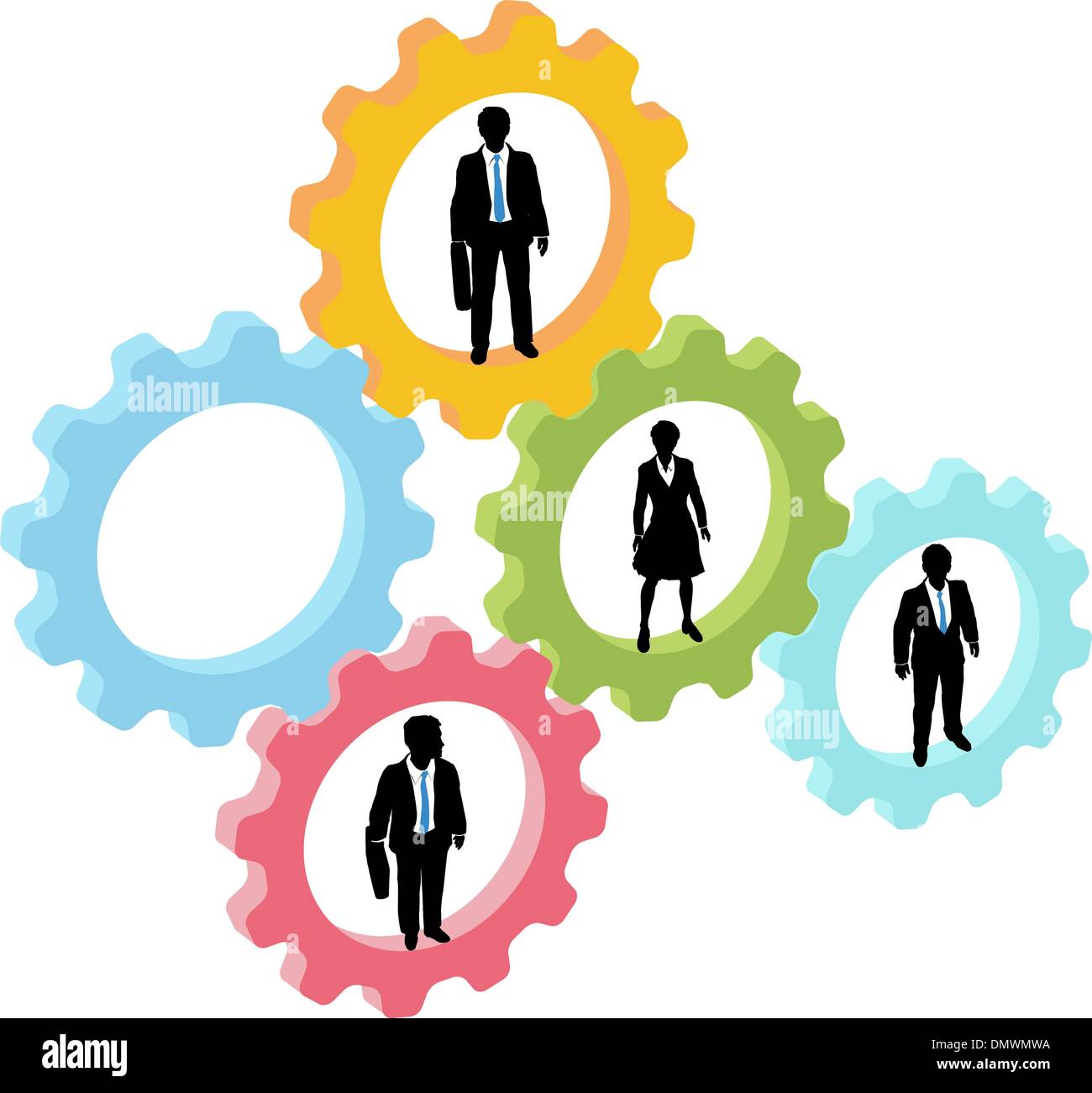 Business people team in technology gears Stock Vector